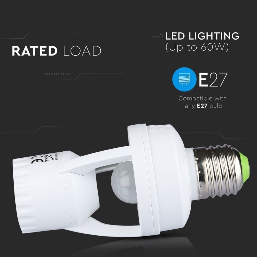 PIR-sensor för glödlampa E27 vit