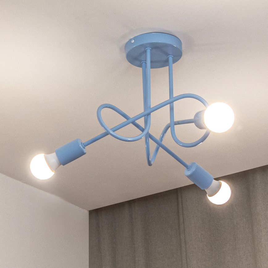 Plafond OXFORD 3xE27/15W/230V blå