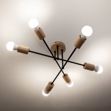 Plafondlampa CAMBRIDGE 6xE27/15W/230V i furu