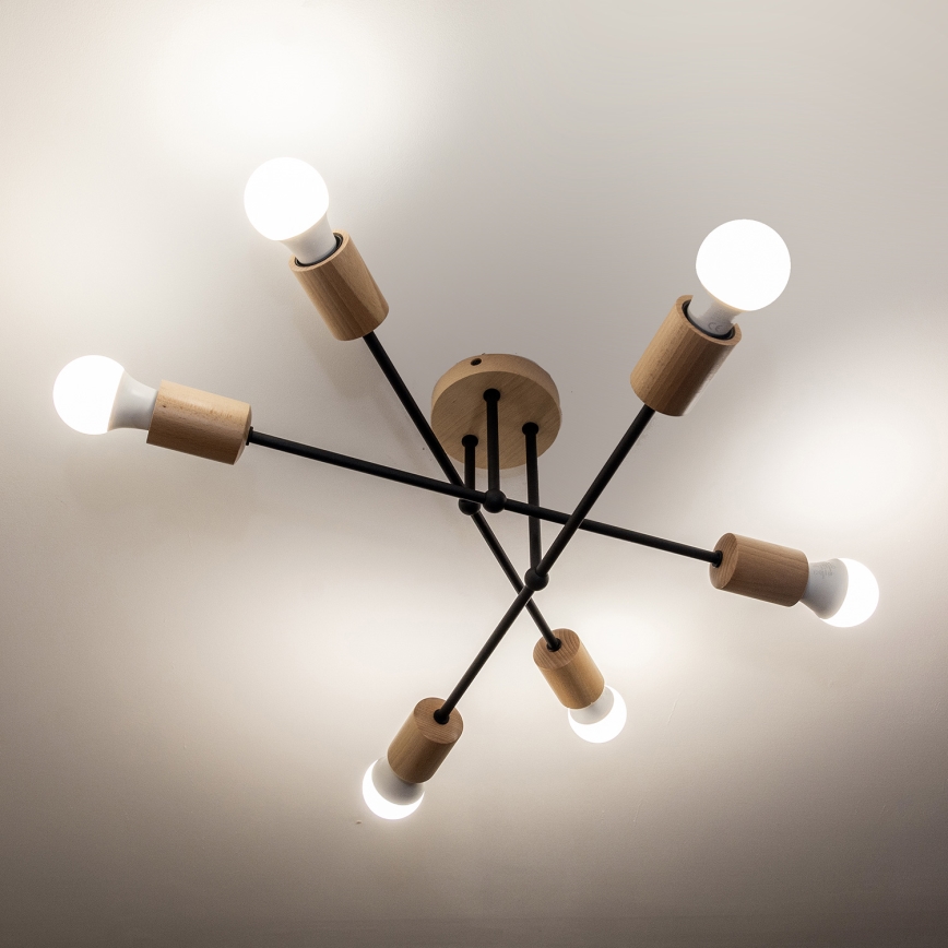Plafondlampa CAMBRIDGE 6xE27/15W/230V i furu