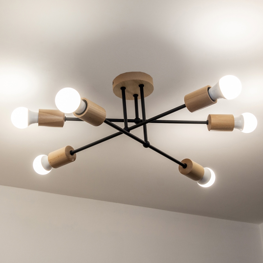 Plafondlampa CAMBRIDGE 6xE27/15W/230V i furu