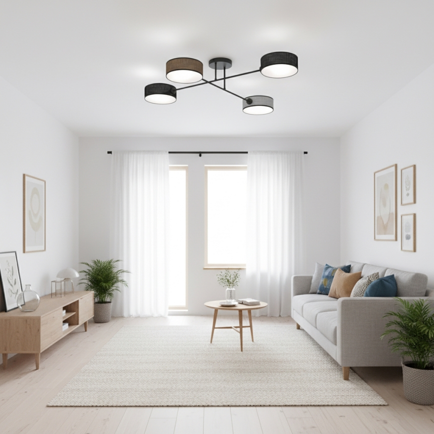 Plafondlampa MAGA 4xE14/10W/230V svart/brun/grå