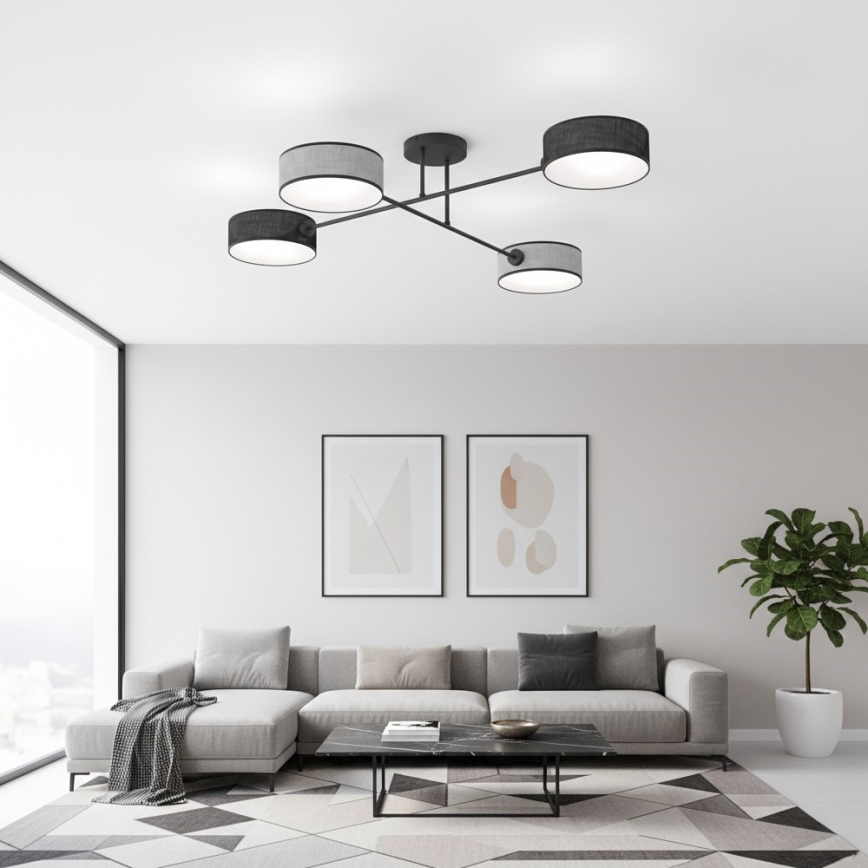 Plafondlampa MAGA 4xE14/10W/230V svart/grå