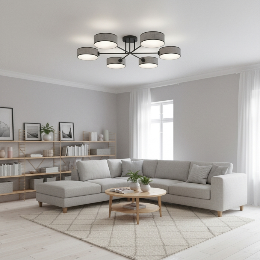 Plafondlampa MAGA 6xE14/10W/230V grå