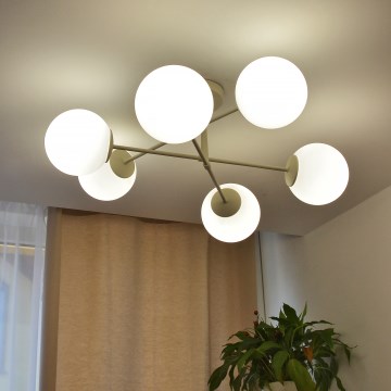 Plafondlampa MOON 6xE27/15W/230V krämfärgad