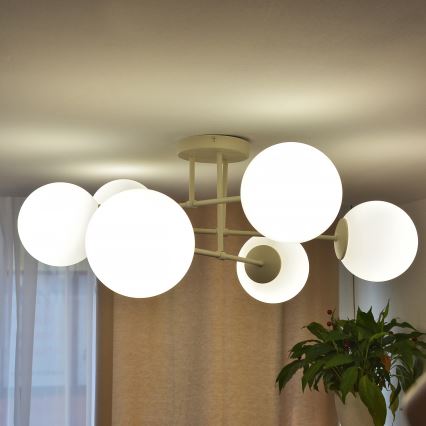 Plafondlampa MOON 6xE27/15W/230V krämfärgad