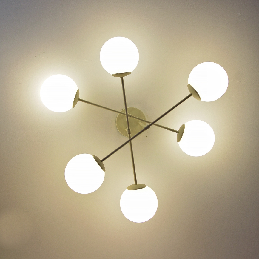 Plafondlampa MOON 6xE27/15W/230V krämfärgad