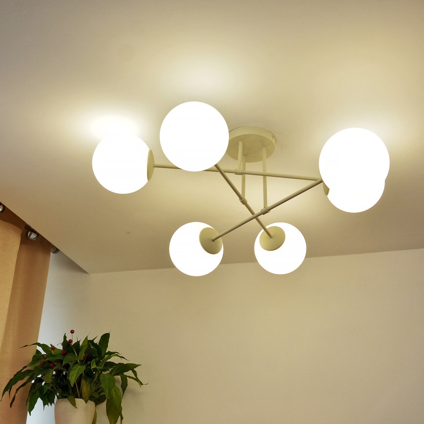 Plafondlampa MOON 6xE27/15W/230V krämfärgad