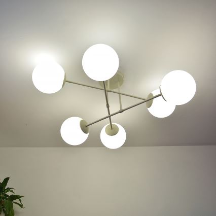 Plafondlampa MOON 6xE27/15W/230V krämfärgad