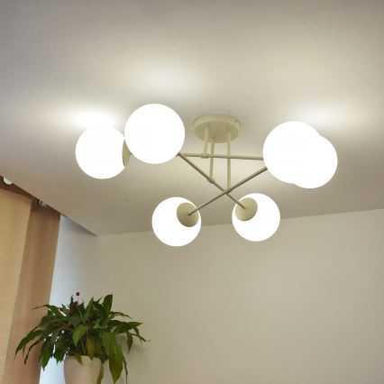 Plafondlampa MOON 6xE27/15W/230V krämfärgad