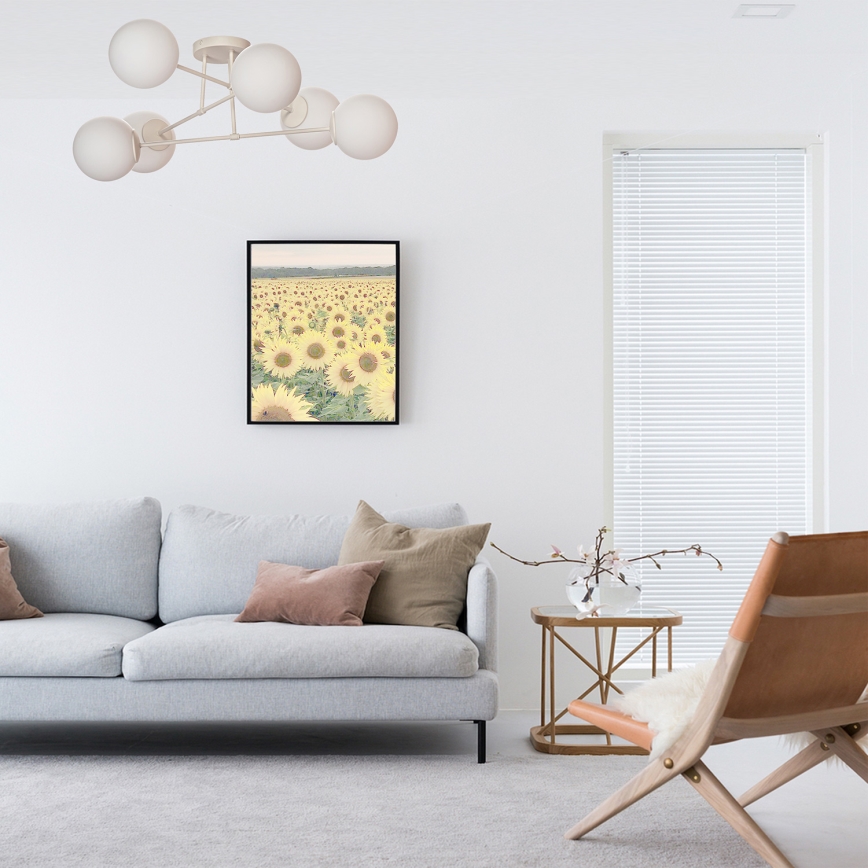 Plafondlampa MOON 6xE27/15W/230V krämfärgad