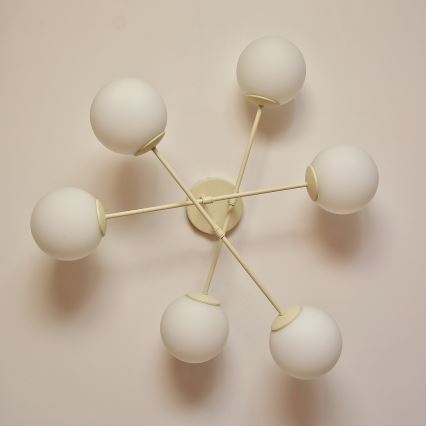 Plafondlampa MOON 6xE27/15W/230V krämfärgad