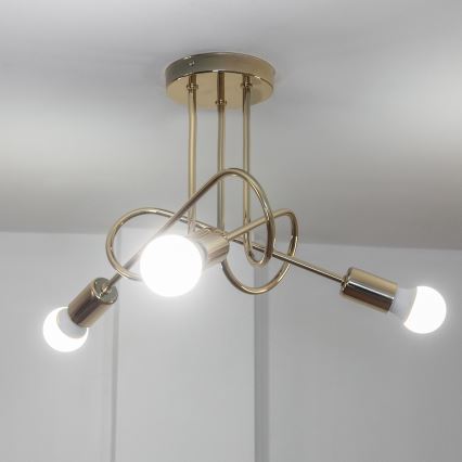 Plafondlampa OXFORD 3xE27/15W/230V guldfärgad