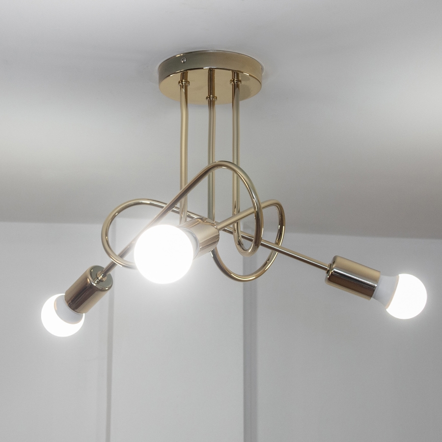 Plafondlampa OXFORD 3xE27/15W/230V guldfärgad