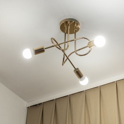 Plafondlampa OXFORD 3xE27/15W/230V guldfärgad