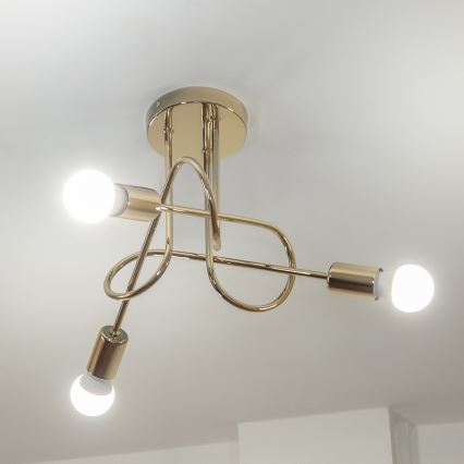 Plafondlampa OXFORD 3xE27/15W/230V guldfärgad