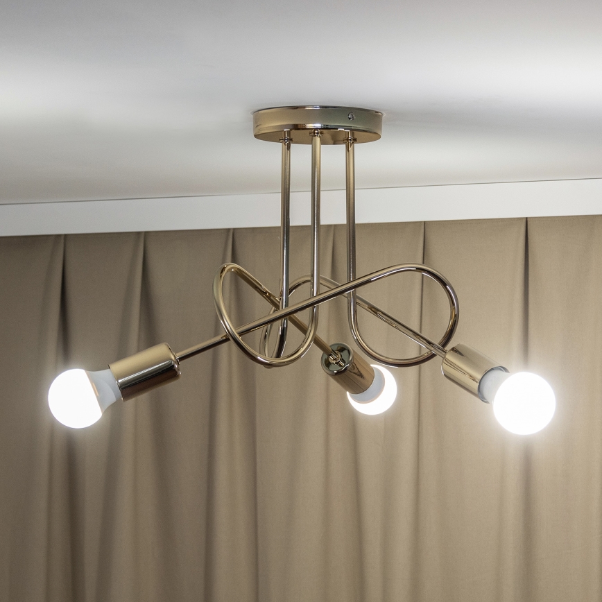 Plafondlampa OXFORD 3xE27/15W/230V guldfärgad