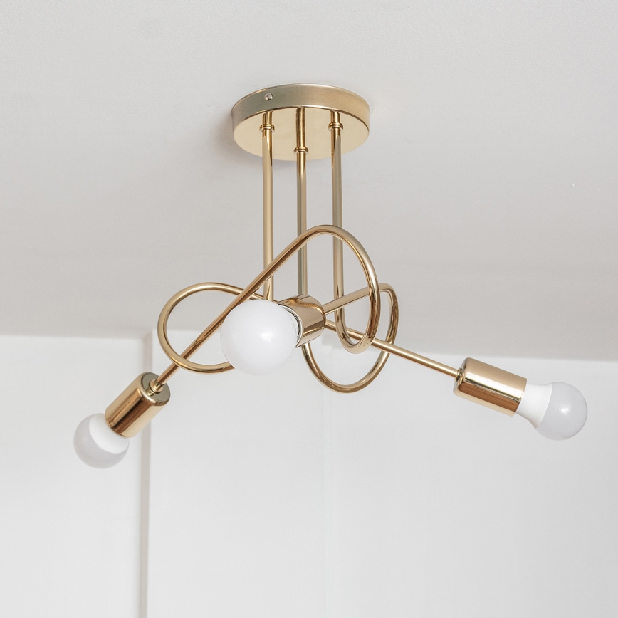 Plafondlampa OXFORD 3xE27/15W/230V guldfärgad