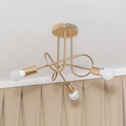 Plafondlampa OXFORD 3xE27/15W/230V guldfärgad