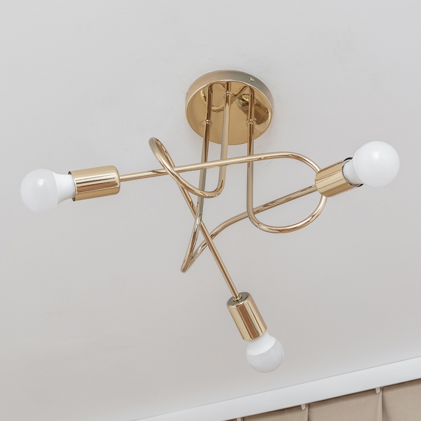 Plafondlampa OXFORD 3xE27/15W/230V guldfärgad