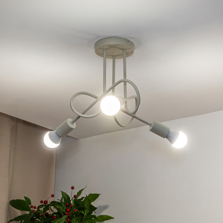 Plafondlampa OXFORD 3xE27/15W/230V krämfärgad