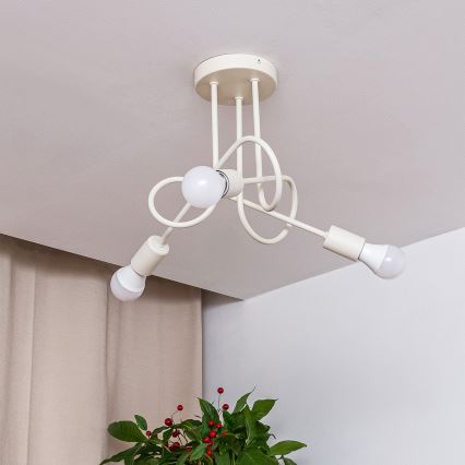 Plafondlampa OXFORD 3xE27/15W/230V krämfärgad