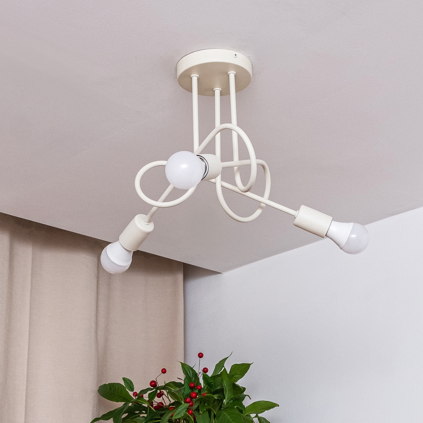 Plafondlampa OXFORD 3xE27/15W/230V krämfärgad