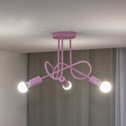 Plafondlampa OXFORD 3xE27/15W/230V rosa