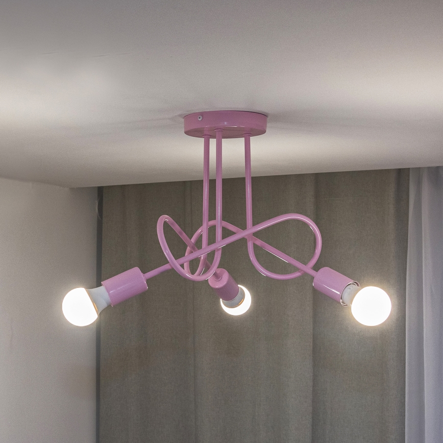Plafondlampa OXFORD 3xE27/15W/230V rosa
