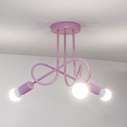 Plafondlampa OXFORD 3xE27/15W/230V rosa