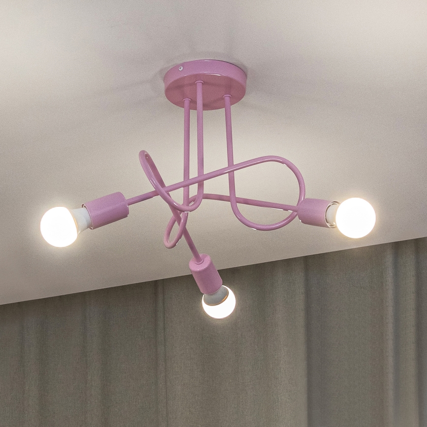 Plafondlampa OXFORD 3xE27/15W/230V rosa