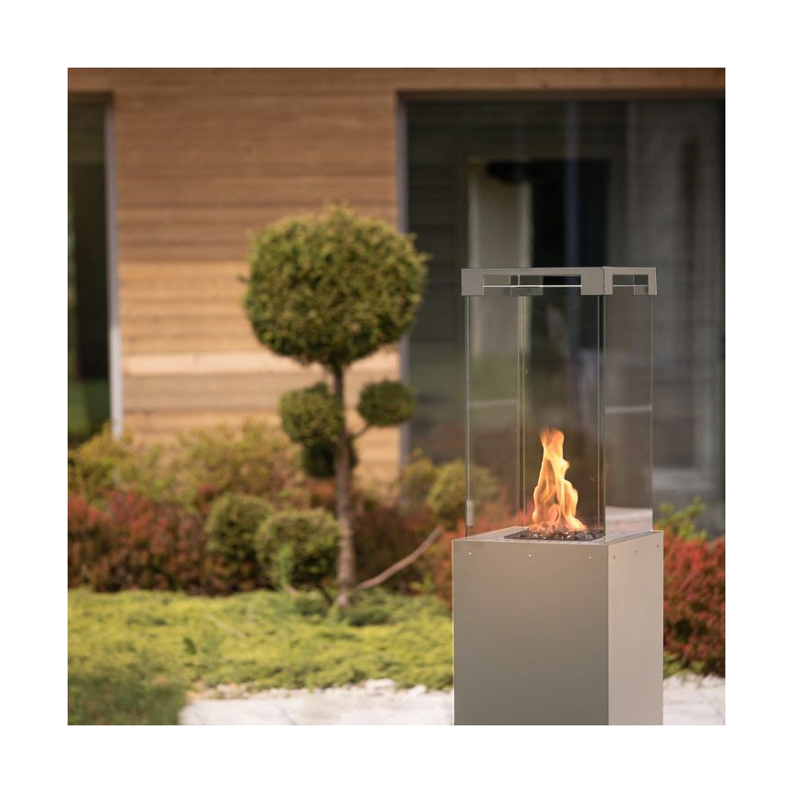 Planika - Utomhus gas eldstad 142x36 cm 8kW grå + skyddande hölje