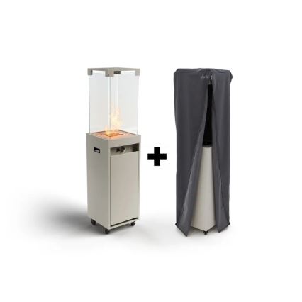 Planika - Utomhus gas eldstad 142x36 cm 8kW grå + skyddande hölje