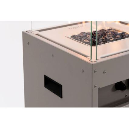 Planika - Utomhus gas eldstad 142x36 cm 8kW 1xAAA grå + skyddande hölje