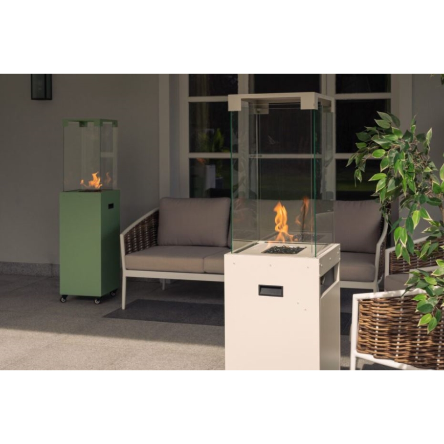 Planika - Utomhus gas eldstad 142x36 cm 8kW grön + skyddande hölje