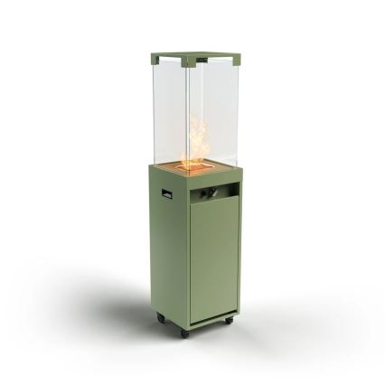 Planika - Utomhus gas eldstad 142x36 cm 8kW grön + skyddande hölje