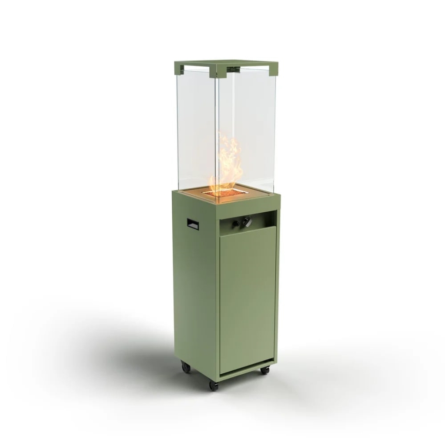Planika - Utomhus gas eldstad 142x36 cm 8kW grön + skyddande hölje
