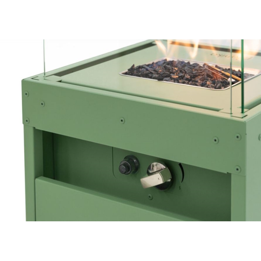 Planika - Utomhus gas eldstad 142x36 cm 8kW grön + skyddande hölje