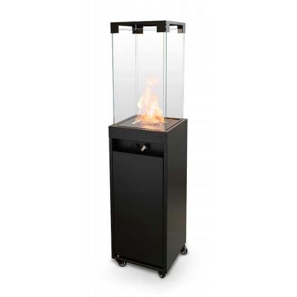 Planika - Utomhus gas eldstad 142x36 cm 8kW 1xAAA svart + skyddande hölje
