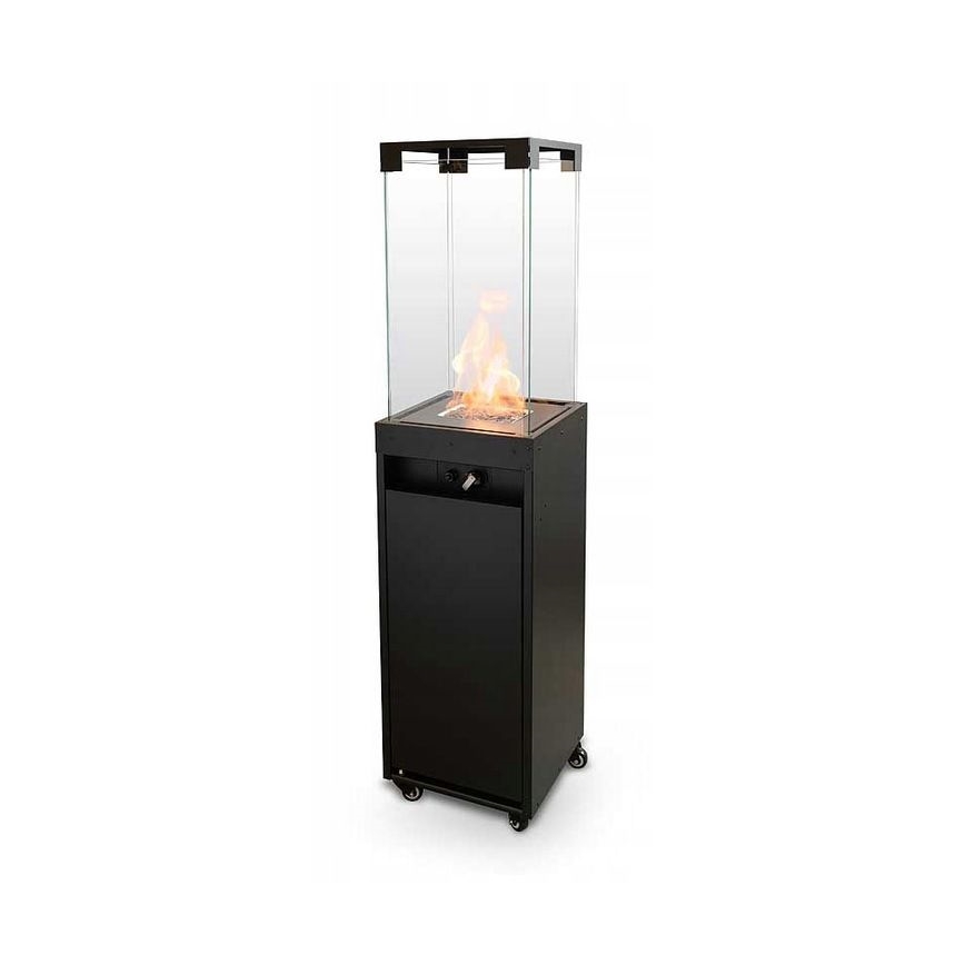 Planika - Utomhus gas eldstad 142x36 cm 8kW 1xAAA svart + skyddande hölje