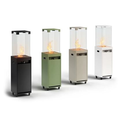 Planika - Utomhus gas eldstad 142x36 cm 8kW vit + skyddande hölje