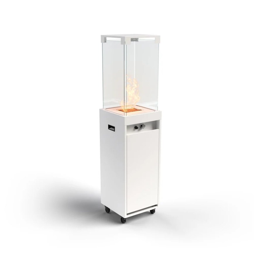 Planika - Utomhus gas eldstad 142x36 cm 8kW vit + skyddande hölje