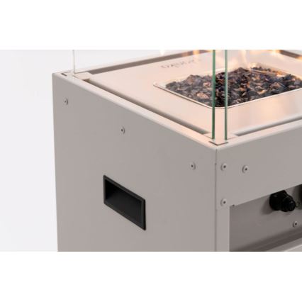 Planika - Utomhus gas eldstad 142x36 cm 8kW vit + skyddande hölje