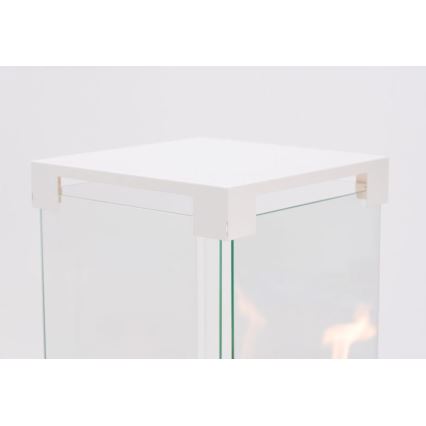 Planika - Utomhus gas eldstad 142x36 cm 8kW vit + skyddande hölje