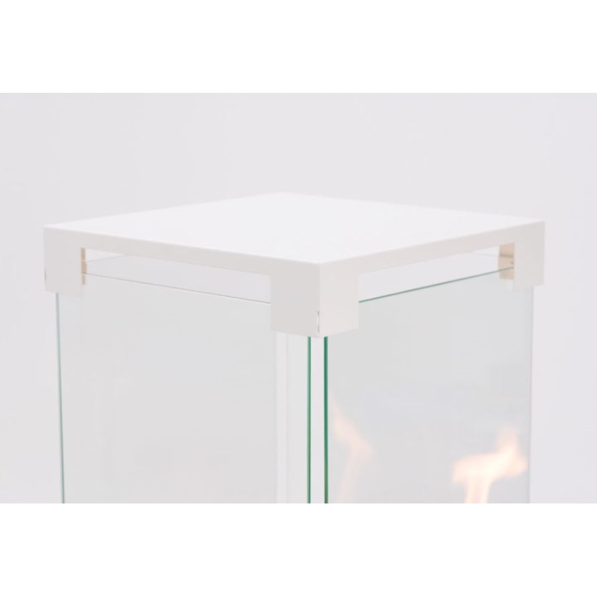 Planika - Utomhus gas eldstad 142x36 cm 8kW vit + skyddande hölje