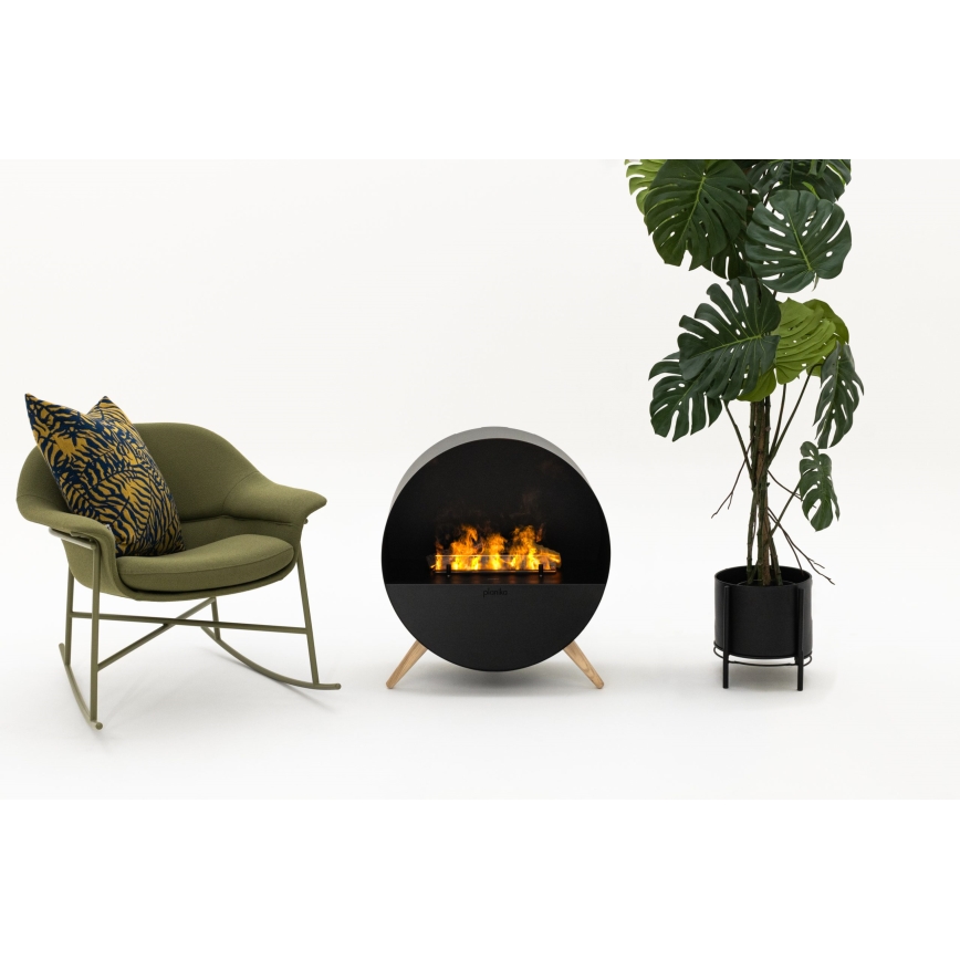 Planika - Vattenånga eldstad med fjärrkontroll 72,9x65,3 cm 125W/230V svart