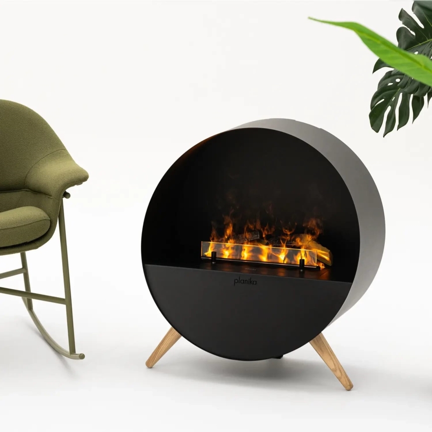 Planika - Vattenånga eldstad med fjärrkontroll 72,9x65,3 cm 125W/230V svart