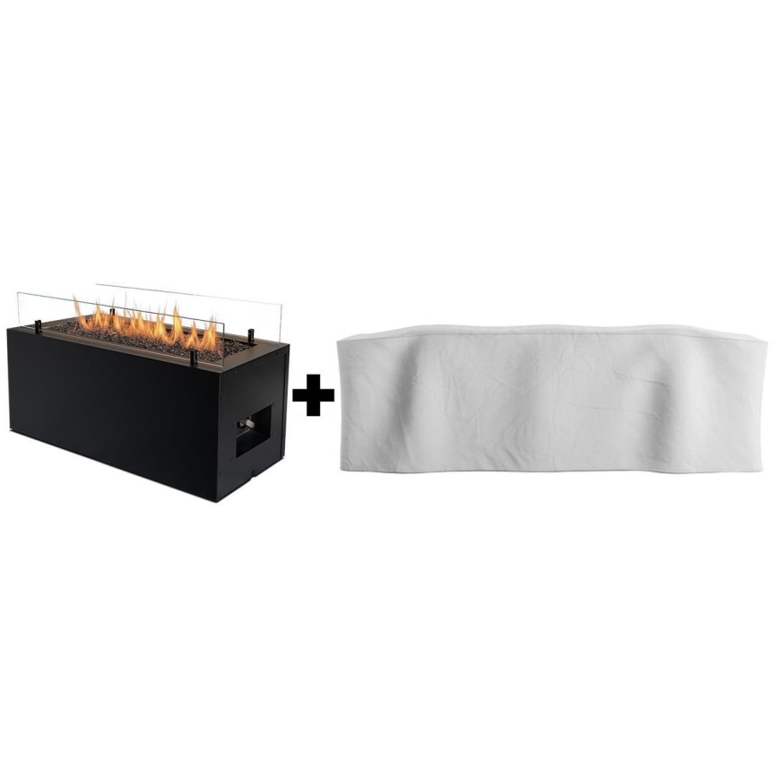 Planika - Utomhus gas eldstad 41,4x69,8 cm 10kW 1xAAA svart + skyddande hölje