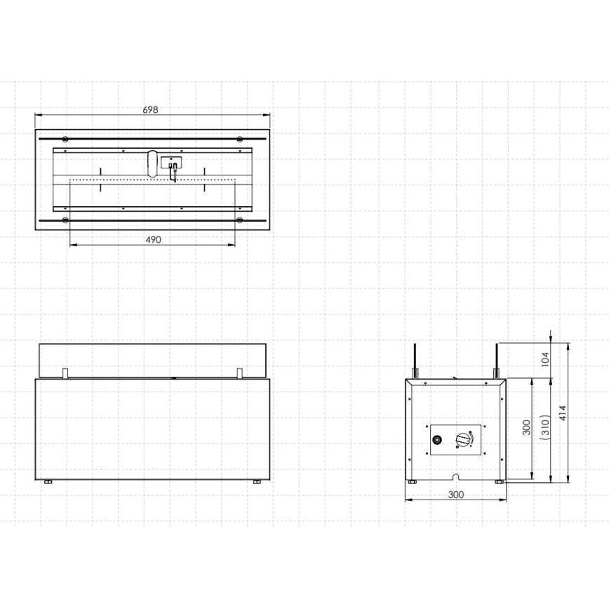 Planika - Utomhus gas eldstad 41,4x69,8 cm 10kW 1xAAA svart + skyddande hölje