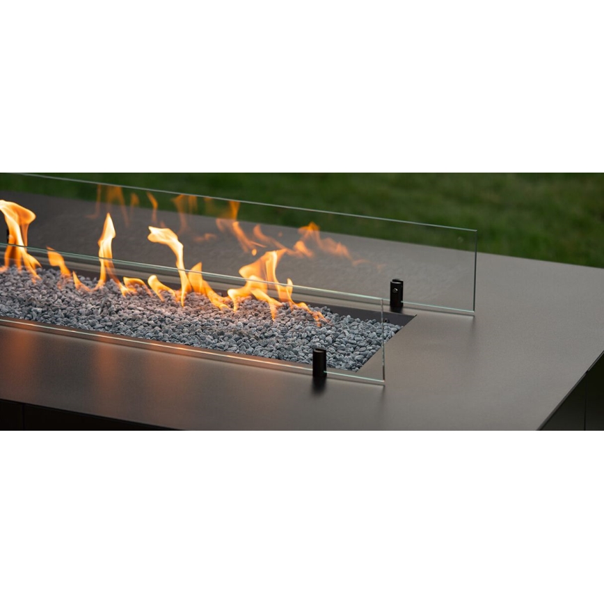 Planika - Utomhus gas eldstad 46x106 cm 10kW svart + skyddande hölje